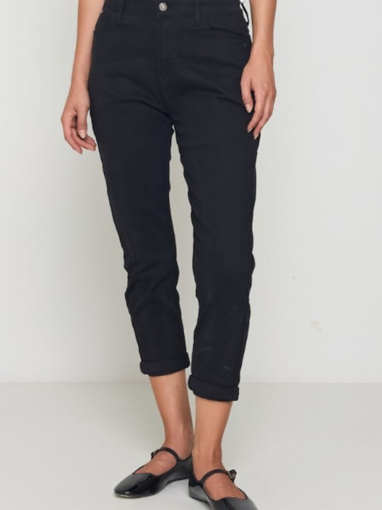 Cento Fashion Damenjeanshose in Boyfriend Passform Schwarz