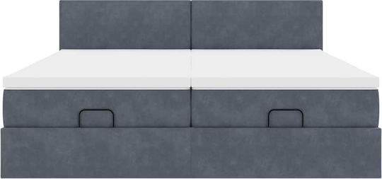 King Size Bett Mit Samt Dunkelgrau Mit Lattenrost & Matratze 200x200cm