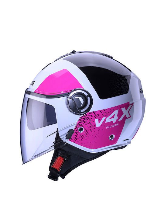 Caberg Riviera V4 White/Fuchsia/Black Motorradhelm Jet ECE 22.06 1150gr