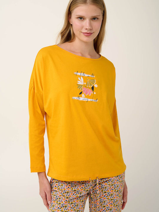 Vamp Winter Women's Pyjama Set Cotton Yellow Cadmium