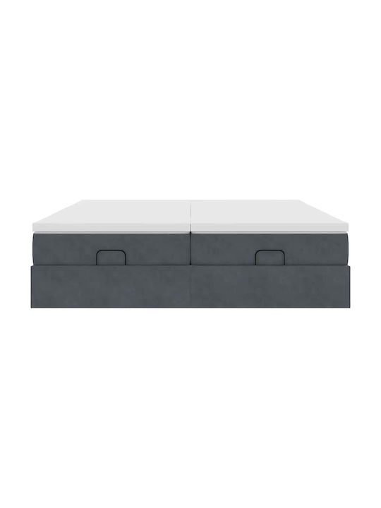 King Size Bed Upholstered with Velvet Dark Gray with Slats and Mattress 180x200cm 3311262