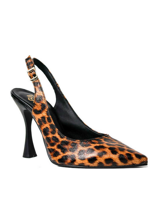 Leopard Slingback-Riemchenabsätze aus Griechenland