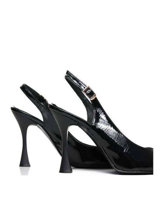Μαύρες Γόβες Ελληνικής Κατασκευής Slingback Λουράκι