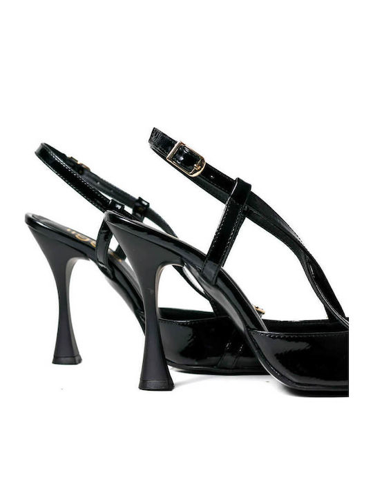 Black Greek-Made Heels with Crossed Straps