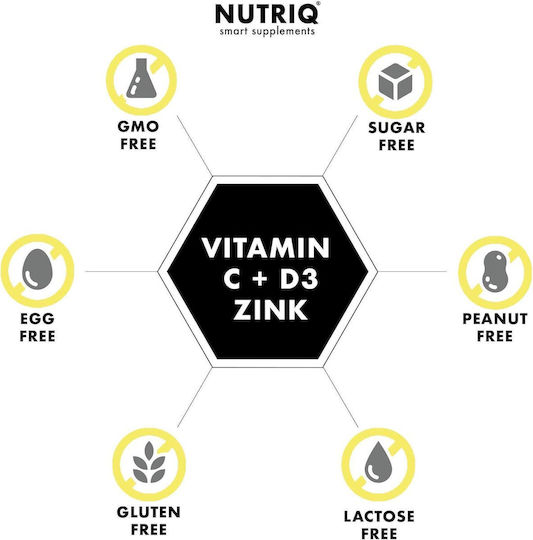 Nutriq Vitamine C + D3 și Zinc Vitamina pentru Întărirea Imunității Părului și Pielii 180 Capsule Pe Bază De Plante