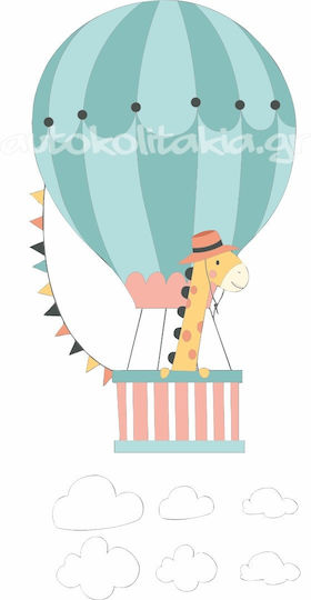 Giraffe Hot Air Balloon Wall Sticker 2 Sets 6 Clouds 50cm X 22cm