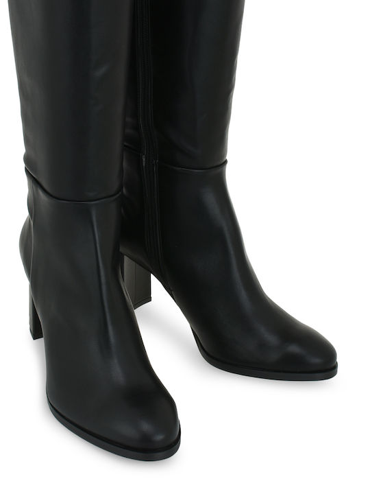 Synthetic Leather High Heel Women's Boots Black