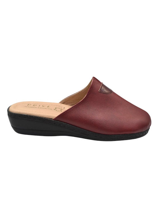 Prive Anatomical Leather Women's Slippers in Red color