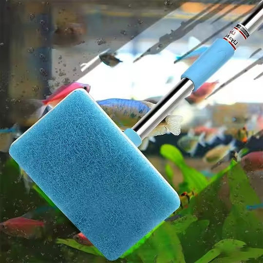 Aquarium Cleaning Brush with Telescopic Metal Handle and Thick Square Sponge M58-93cm