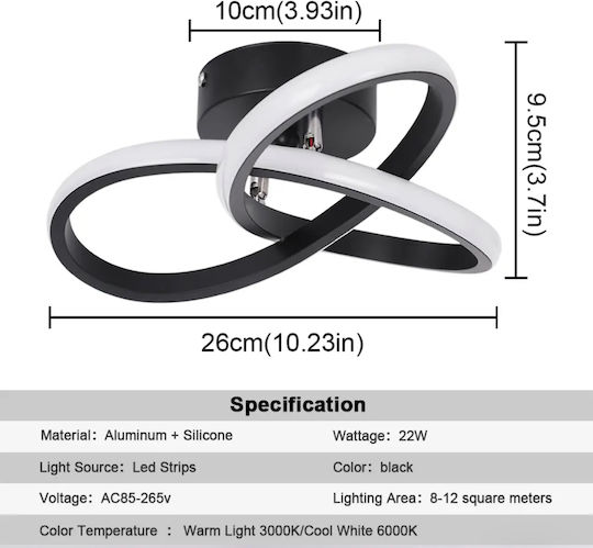 Home Lighting Πλαφονιέρα Οροφής 25εκ. Μαύρη με Ενσωματωμένο LED