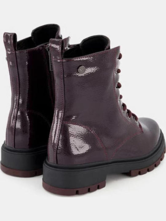 Kids Boots from Patent Leather with Zipper Burgundy