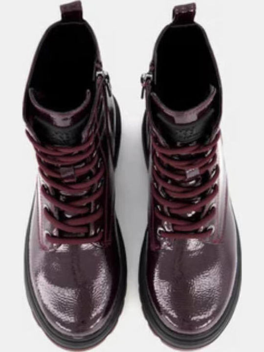 Kids Boots from Patent Leather with Zipper Burgundy