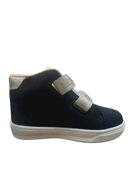 Suede Kinderstiefeletten mit Klettverschluss Schwarz