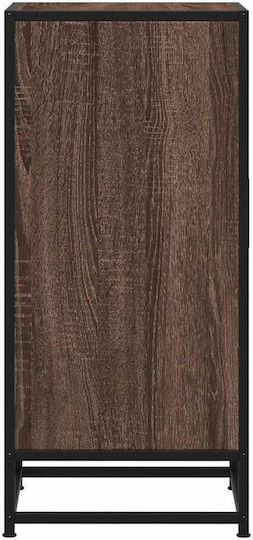 Wohnzimmerschrank aus Holz und Metall, Braun und Eiche, 35,5 x 35 x 76 cm,