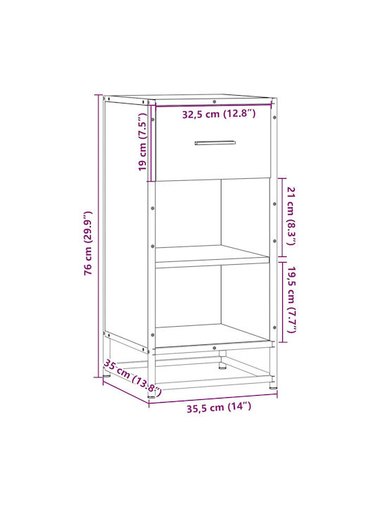 Bookcase Grey Sonoma 35.5x35x76cm