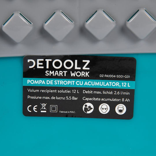 Detoolz Pulverizator cu presiune cu Baterie 8Ah cu Capacitate 12lt 5.5bar în culoarea Albastru