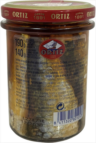 Spicy Sardines in Organic Olive Oil 190g ''conservas Ortiz Sa''