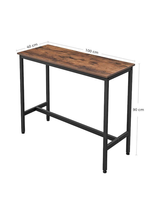 Трапезна Масa За Кухня Дървена с Метална Рамка Rustic Brown 100x40x90см