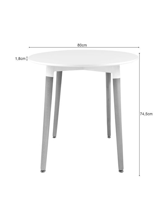 Στρογγυλό Τραπέζι Κουζίνας Ξύλινο White 80x80εκ.