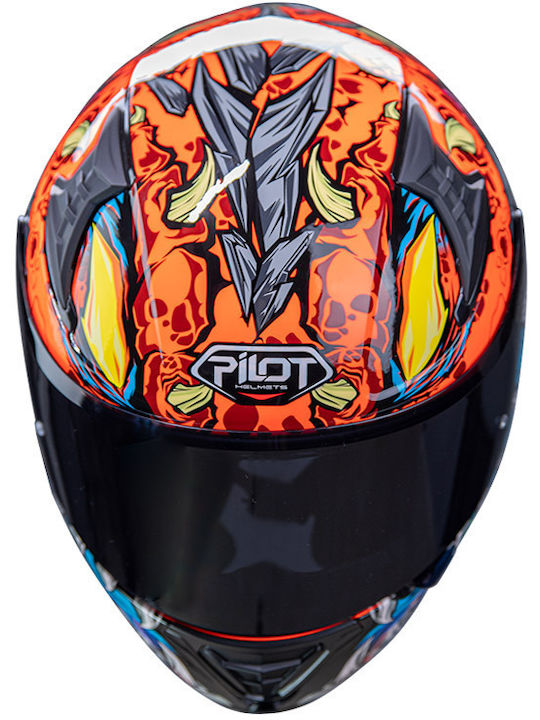 Pilot Snake SV Reptile-X Fluo Orange Motorcycle Helmet Full Face ECE 22.06 1500gr with Sunvisor