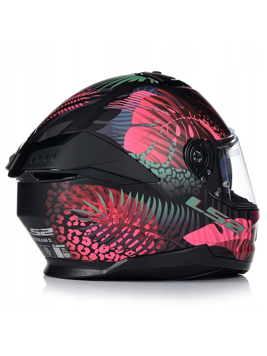 LS2 Stream II Jungle Pink Motorcycle Helmet Full Face ECE 22.06 1550gr with Sunvisor