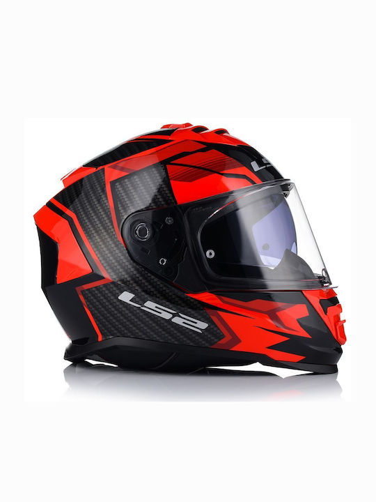 LS2 FF800 Storm II Tracker Gloss Black Red Motorcycle Helmet Full Face DOT / ECE 22.06 1400gr with Pinlock and Sunvisor
