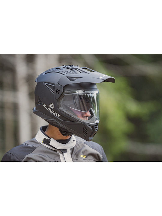 LS2 Pioneer II Solid Matt Schwarz Motorradhelm On-Off ECE 22.06 1600gr mit Sunvisor