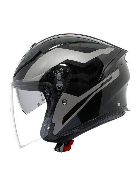 AGV K5 Jet Evo Tune Grey/Black Motorcycle Helmet Jet ECE 22.06 with Sun Visor