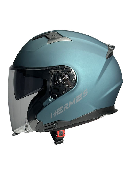 Pilot Hermes SV Greenish Gold Motorcycle Helmet Jet ECE 22.06 1400gr with Sunvisor