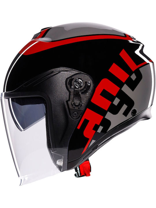 AGV Irides Matt Grey Red Black Motorcycle Helmet Jet ECE 22.06 Weight 1500g with Sun Visor