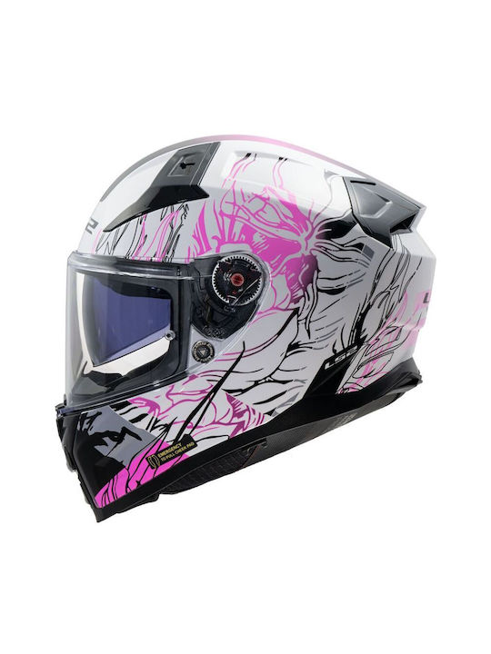 LS2 FF811 Vector II Darflo White Pink Motorcycle Helmet Full Face ECE 22.06 1500gr