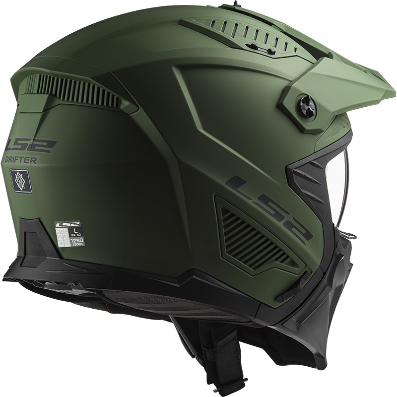 LS2 Drifter OF606 Solid Matt Military Green Motorcycle Helmet