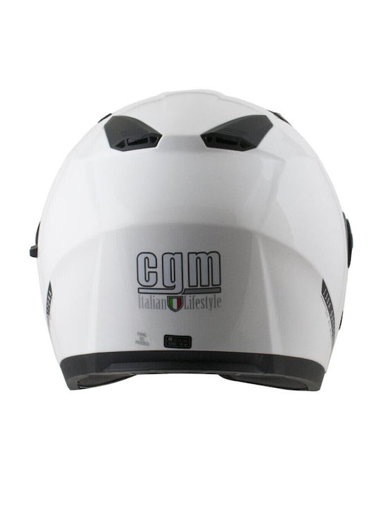 CGM 130A Daytona White Motorcycle Helmet Jet ECE 22.05 1350g with Sun Visor