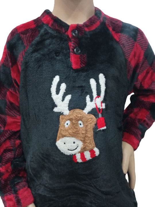 Join Kinder Schlafanzug Winterlich Fleece Schwarz
