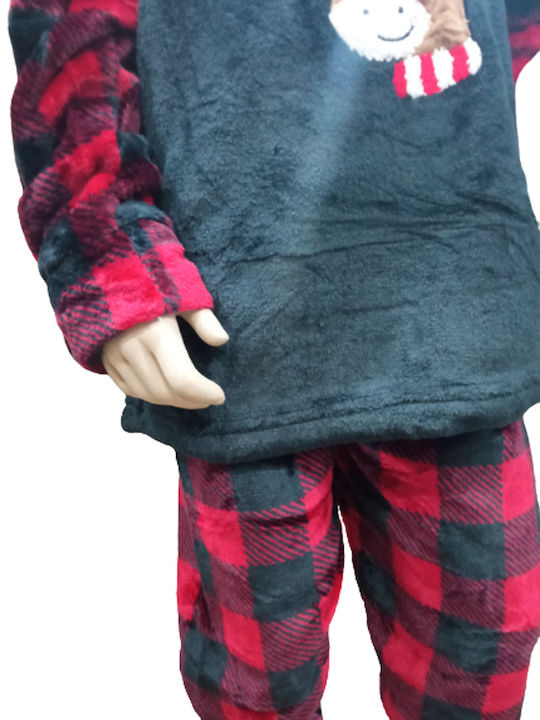 Join Παιδική Πιτζάμα Χειμωνιάτικη Fleece Μαύρη