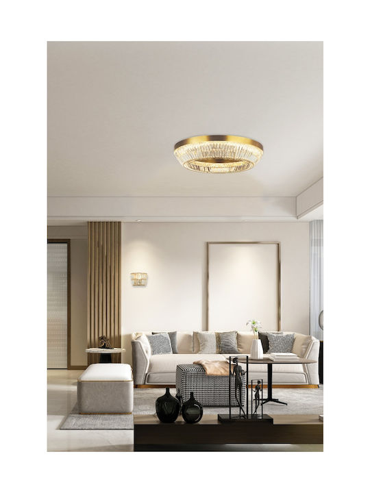 Zambelis Lights Deckenleuchte 80cm Gelb mit Integrierter LED und Kristalle