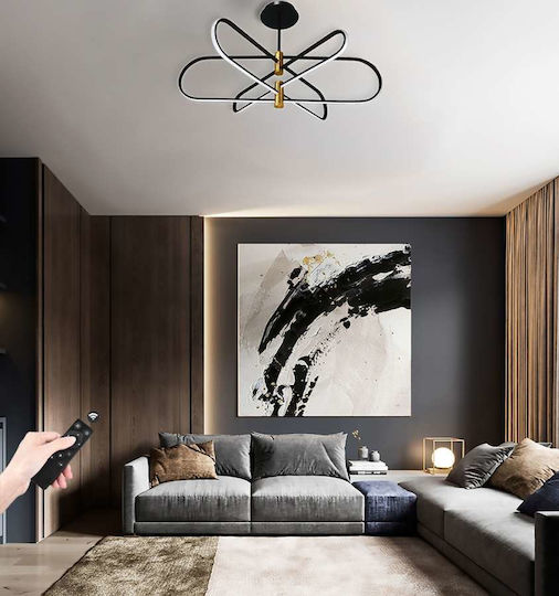 Leggenda Ceiling Mount Light 90cm Black with Integrated LED and Remote Control