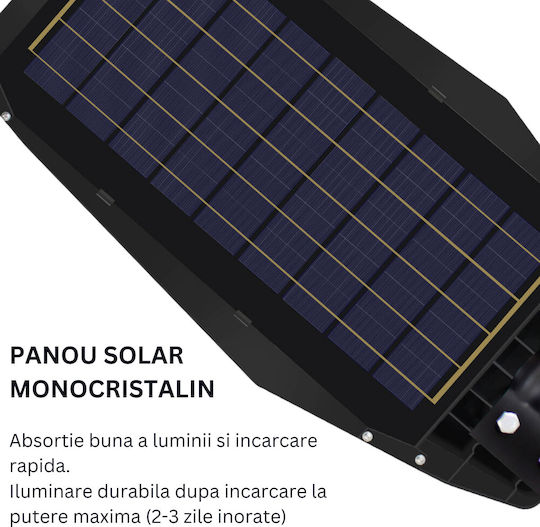 100W Соларна улична лампа Visionhub 360 LED прожектор в 9 кутии Вградена соларна панелна зарядка Дистанционно управление Сензор за движение IP67 водоустойчивост Включена метална стойка Черна