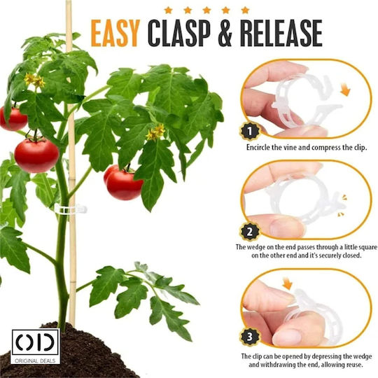 Clips Holding Tying Plant Shoots Tomatoes Cucumbers Vines Universal Compatibility Diameter 2.5 Cm Reusable Set 100 Pieces Green Original Deals