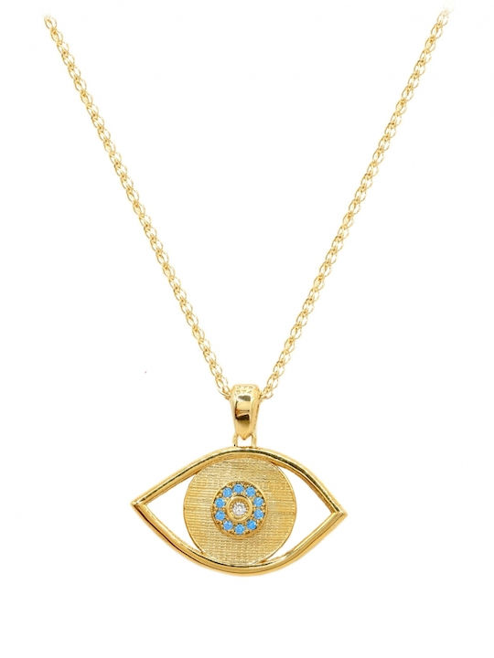 Art d or Charm Amulet Eye from Gold 9 K with Zircon