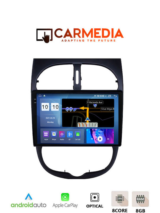 Carmedia Car Audio System for Peugeot 206 1998-2006 (Bluetooth/USB/AUX/WiFi/GPS/Apple-Carplay/Android-Auto) with Touch Screen 9.5"