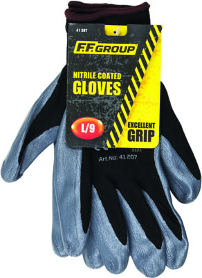 F.F. Group Safety Glofe Nitrile Black