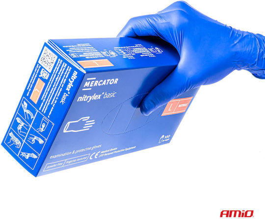 AMiO Gloves for Work Disposable Blue Nitrile 100pcs