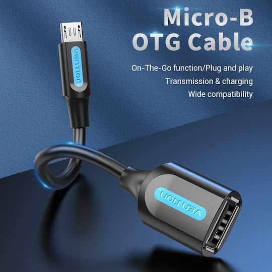 Vention Μετατροπέας micro USB male σε USB-A female 1τμχ CCUBB