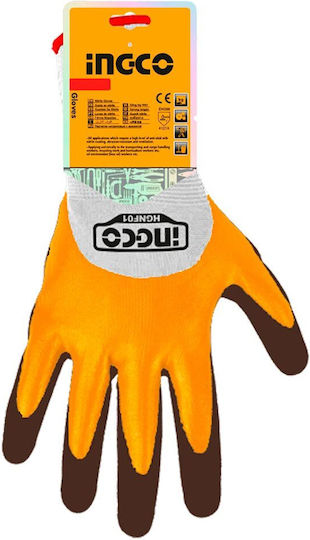 Ingco Gloves for Work Yellow Nitrile 1pcs