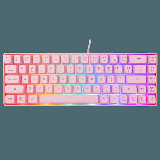 White Shark Ronin Gaming Πληκτρολόγιο 60% με RGB φωτισμό (Αγγλικό US) Ροζ