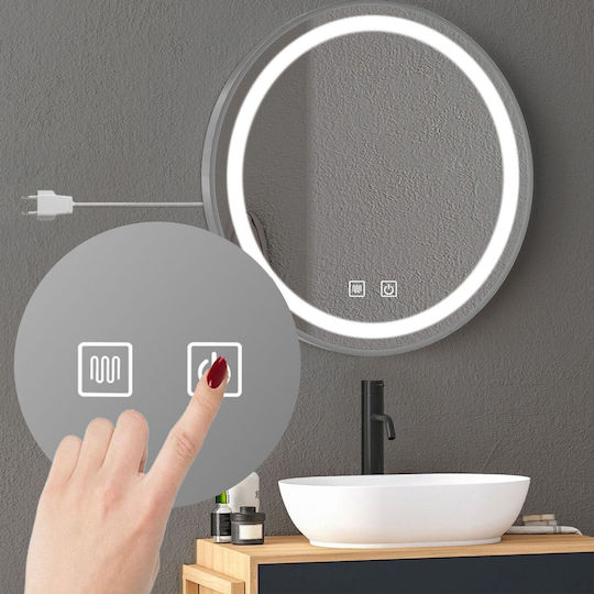 Tutumi Στρογγυλός Καθρέπτης Μπάνιου Led 60x60cm Ασημί