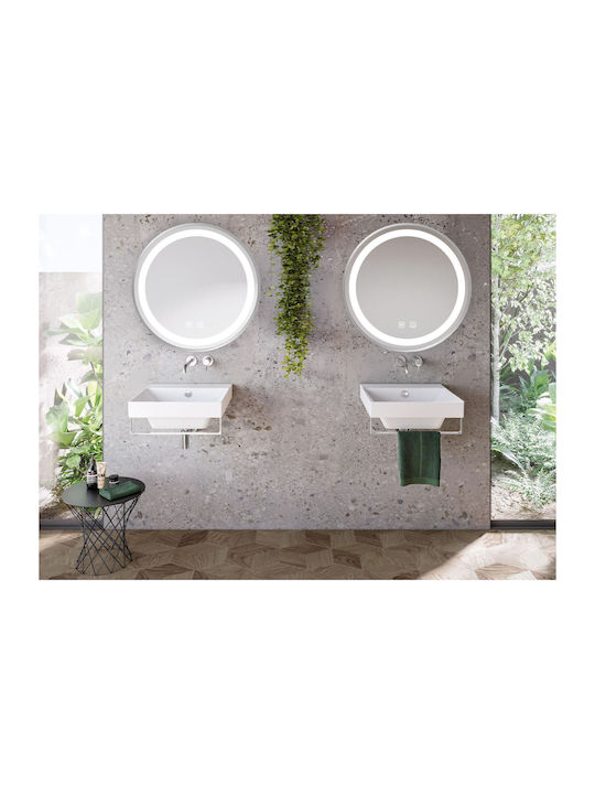 Tutumi Στρογγυλός Καθρέπτης Μπάνιου Led 60x60cm Ασημί
