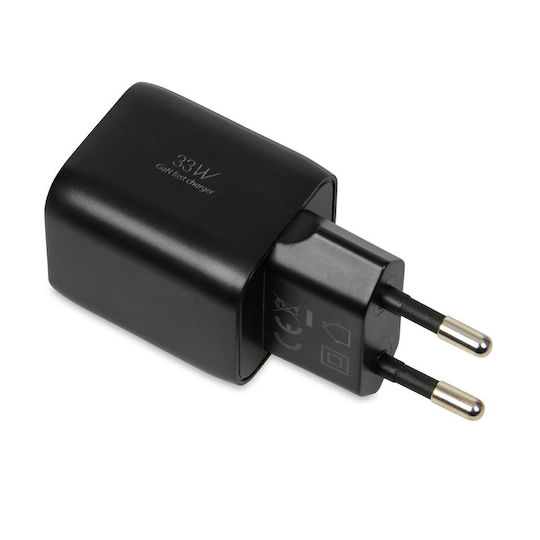 iBox Φορτιστής GaN με Θύρα USB-A και Θύρα USB-C και Καλώδιο USB-C - USB-C 33W Power Delivery / Quick Charge 3.0 Μαύρος (C-42)