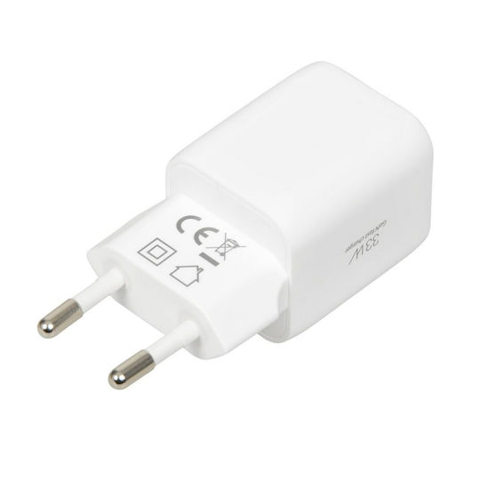 iBox Charger GaN with USB-A Port and USB-C Port and Cable USB-C - USB-C 33W Power Delivery / Quick Charge 3.0 Whites (C-42)